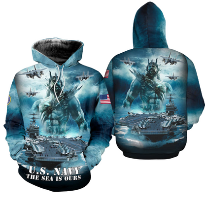 Unifinz Veteran US Navy Hoodie Marine Corps Emblem The Sea Is Ours Poseidon Cool T-shirt Navy Shirt Apparel 2024