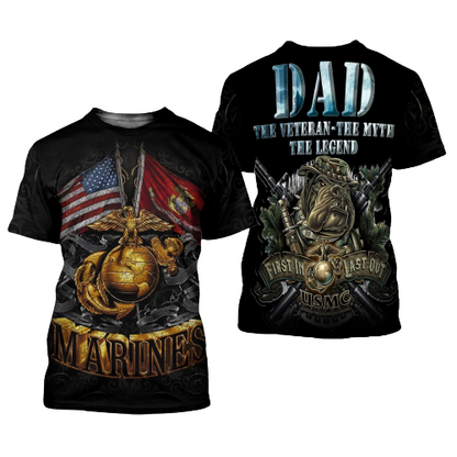 Unifinz Veteran Marines Dad Shirt The Veteran Myth Legend First In Last Out Cool High Quality T-shirt Marines Apparel Veteran Hoodie 2025