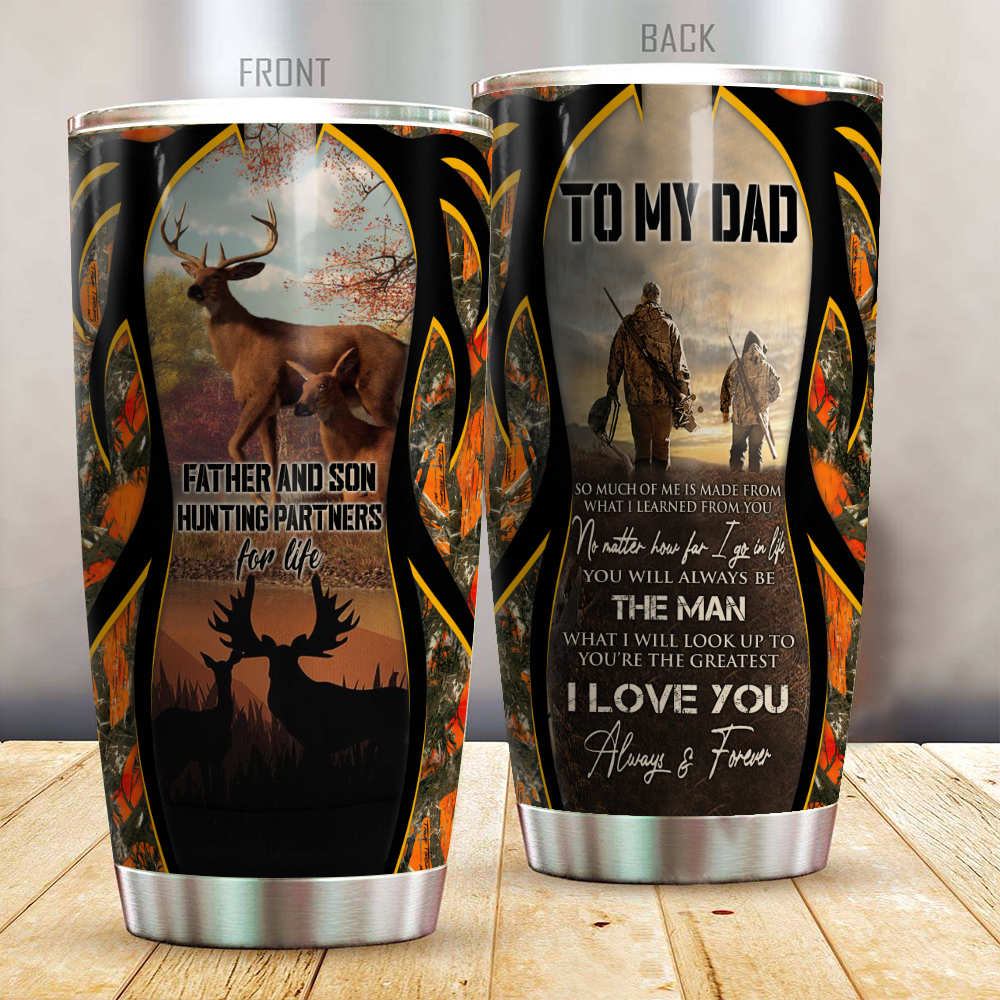 Unifinz Hunting Father And Son Tumbler Cup 20 oz Father's Day Gifts Father And Son Hunting Partner For Life Tumbler 20 oz 2022