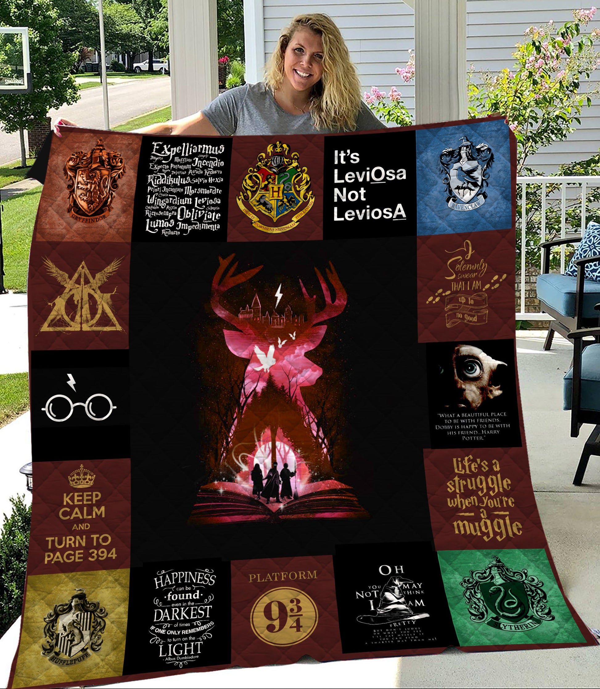 Unifinz HP Quilt Harry Deathly Hallows Symbols Quilt Cool High Quality HP Quilt 2023