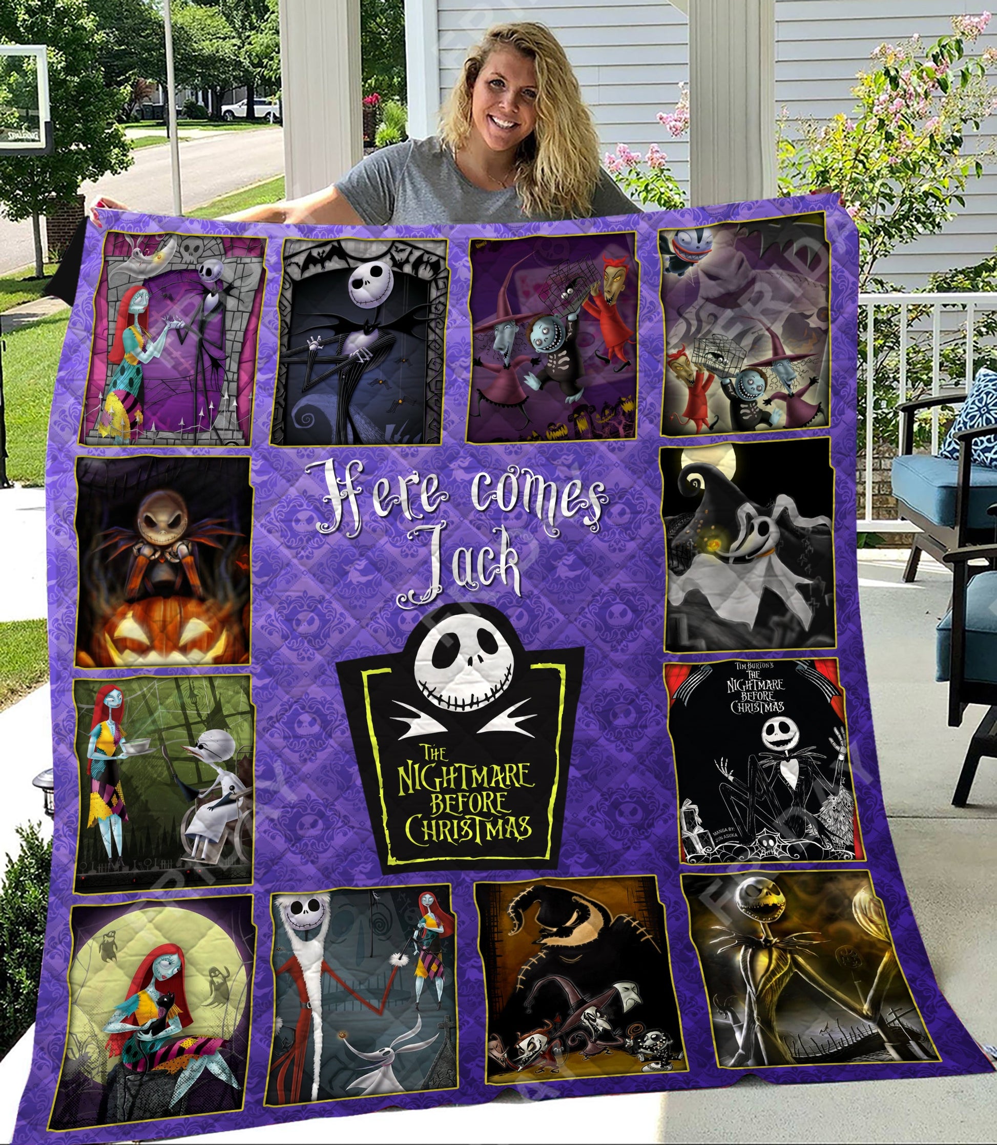 Unifinz TNBC Quilt The Nightmare Before Christmas Here Comes Jack 3D Quilt Awesome TNBC Quilt 2022