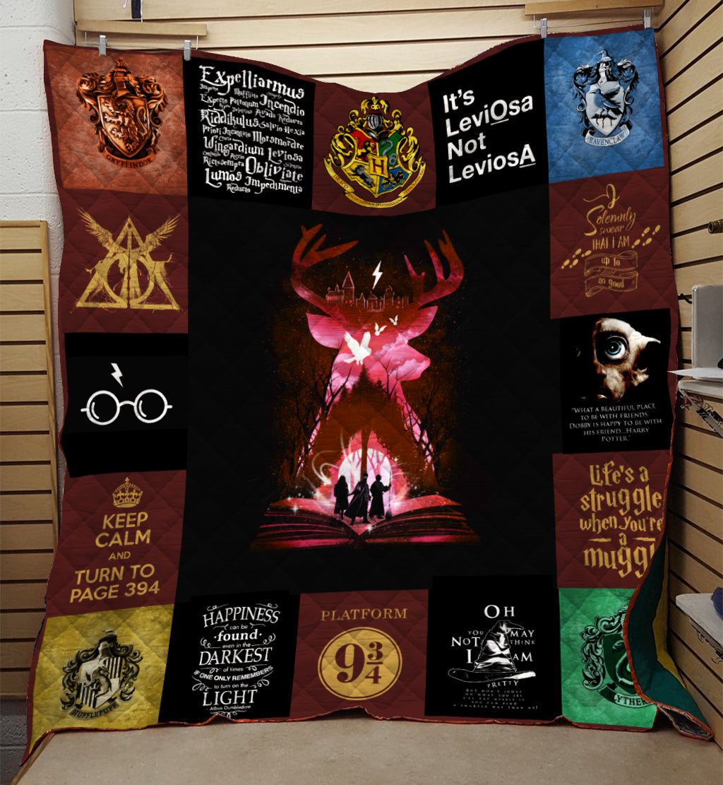 Unifinz HP Quilt Harry Deathly Hallows Symbols Quilt Cool High Quality HP Quilt 2022