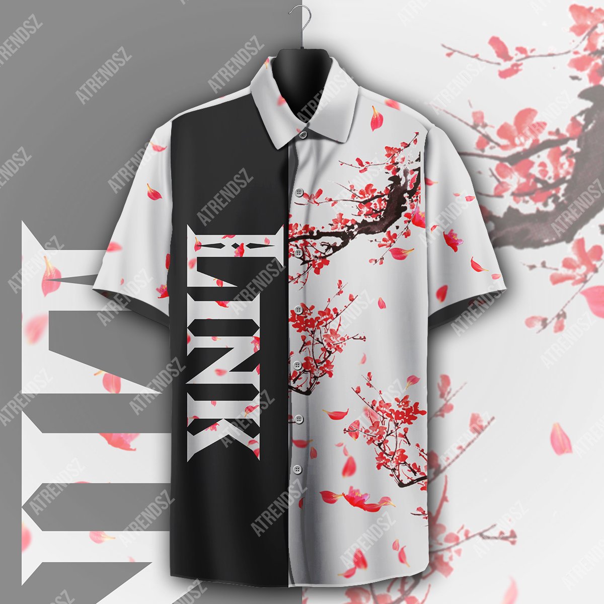 Unifinz Legend Of Zelda Aloha Shirt Link Cherry Blossom Black White Hawaiian Shirt Legend Of Zelda Hawaii Shirt 2022