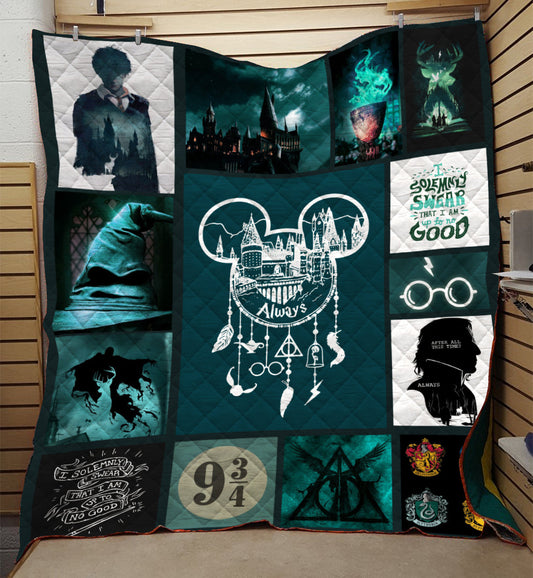 Unifinz HP Quilt Always Solemnly Swear That I Up To No Good Blue Quilt Awesome High Quality HP Quilt 2022