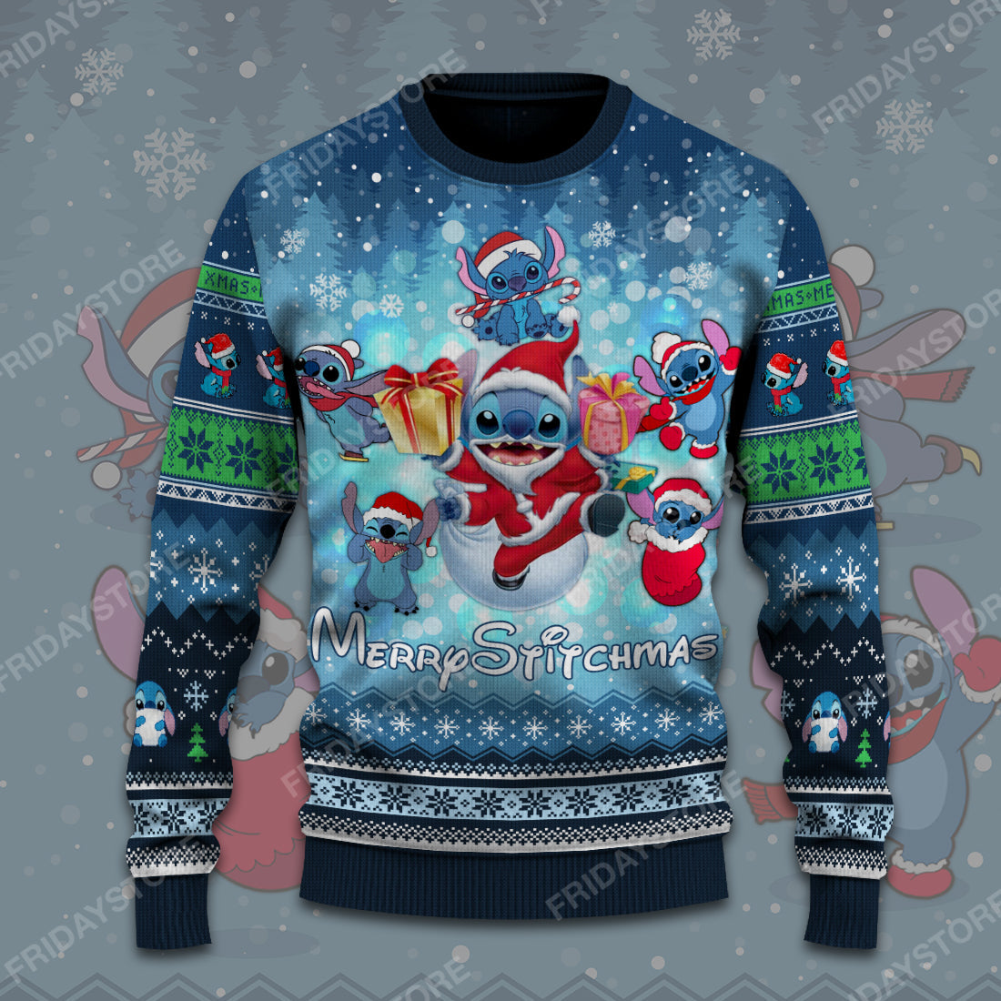 Unifinz LAS Sweater Merry Stitchmas Christmas Pattern Ugly Sweater Cute High Quality DN Stitch Ugly Sweater 2024