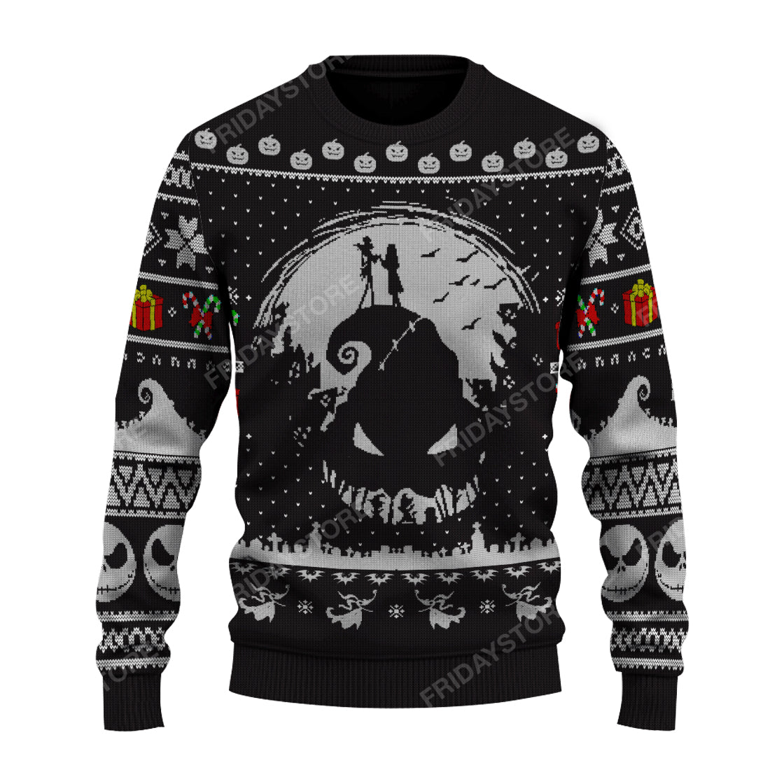 Unifinz TNBC Sweater Jack And Sally Nightmare Christmas Sweater Cool High Quality TNBC Ugly Sweater 2024
