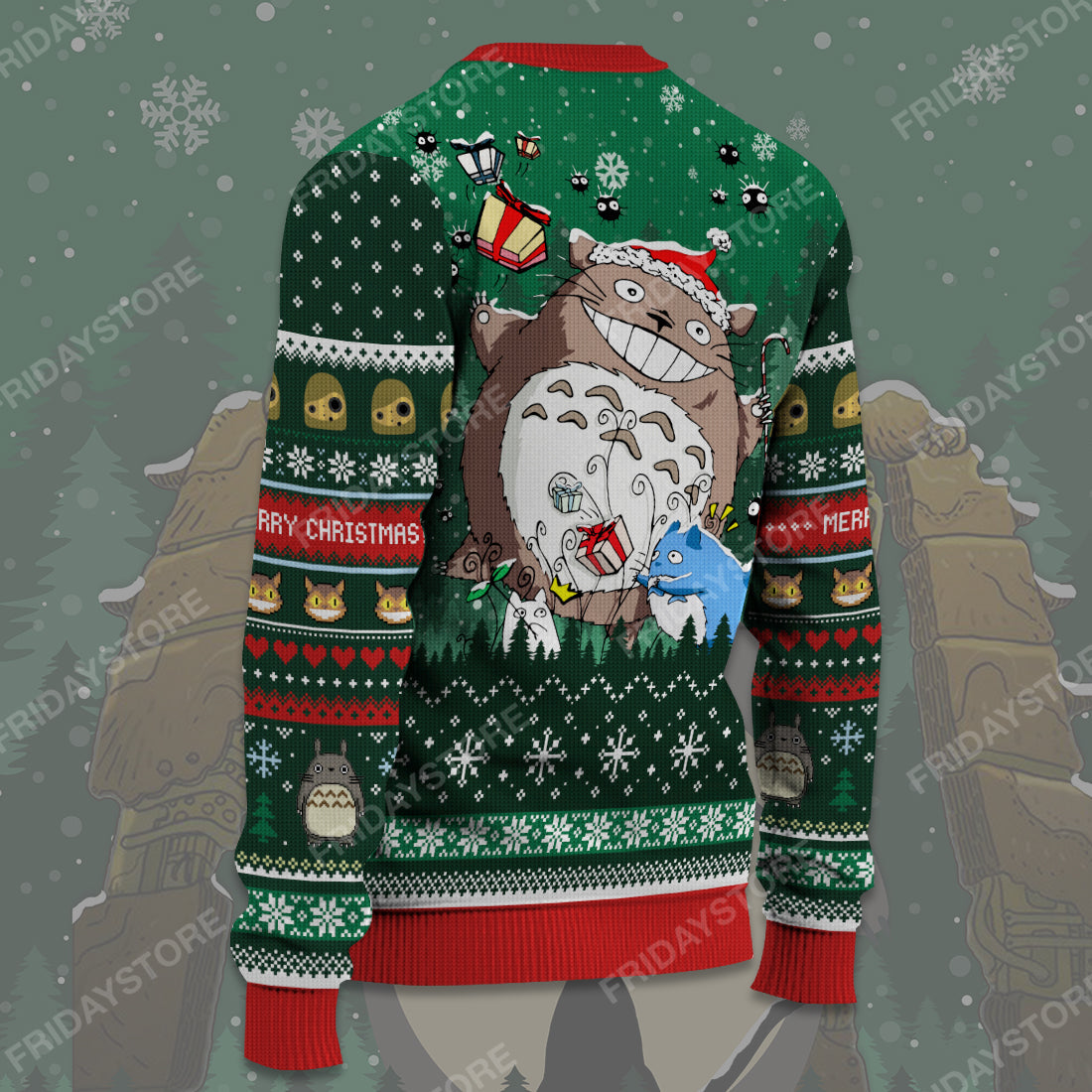 Unifinz GB Ugly Sweater GB Toro And Kiki's Cat Christmas Sweater Awesome Totoro Ugly Sweater 2023