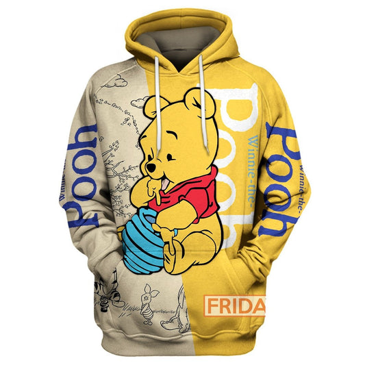 Unifinz DN WTP T-shirt Adorable Winnie-the-Pooh Eating Honey Art 3D Print T-shirt Cute DN WTP Hoodie Sweater Tank 2022