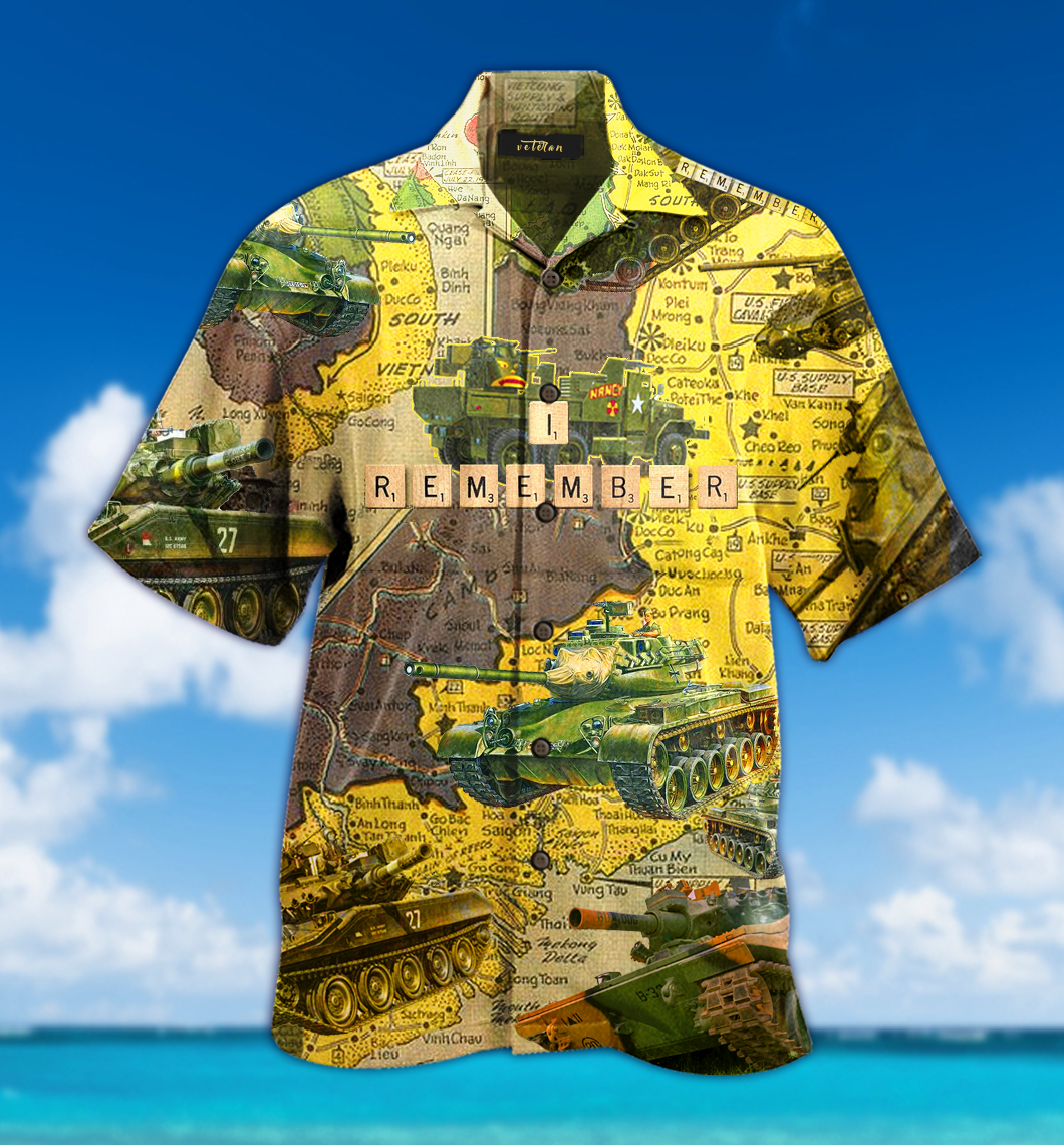 Unifinz Veteran Hawaiian Shirt I Remember Map Tank Aloha Shirt Veteran Aloha Shirt Military Hawaii Shirt 2022