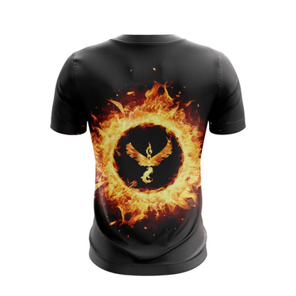 PKM T-shirt Moltres Fire Pokemon Go T-shirt Black Unisex