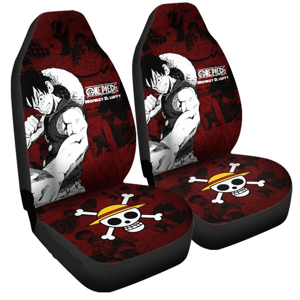 One Piece Car Seat Covers Monkey D Luffy One Piece Logo Seat Covers