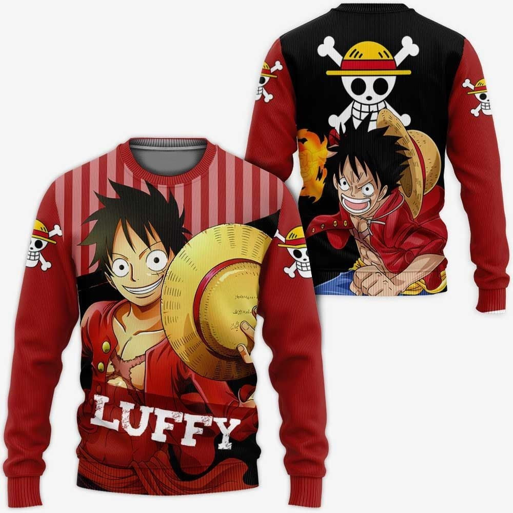 One Piece Sweatshirt Luffy Straw Hat Pirate Graphic Sweatshirt Red Black Unisex Adults New Release