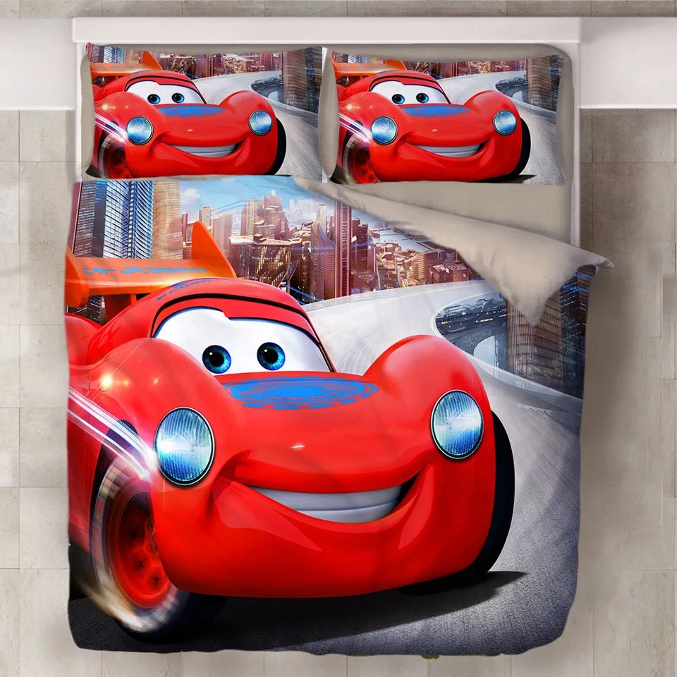 Cars Bedding Set DN Lightning McQueen On The Race Duvet Covers Colorful Unique Gift
