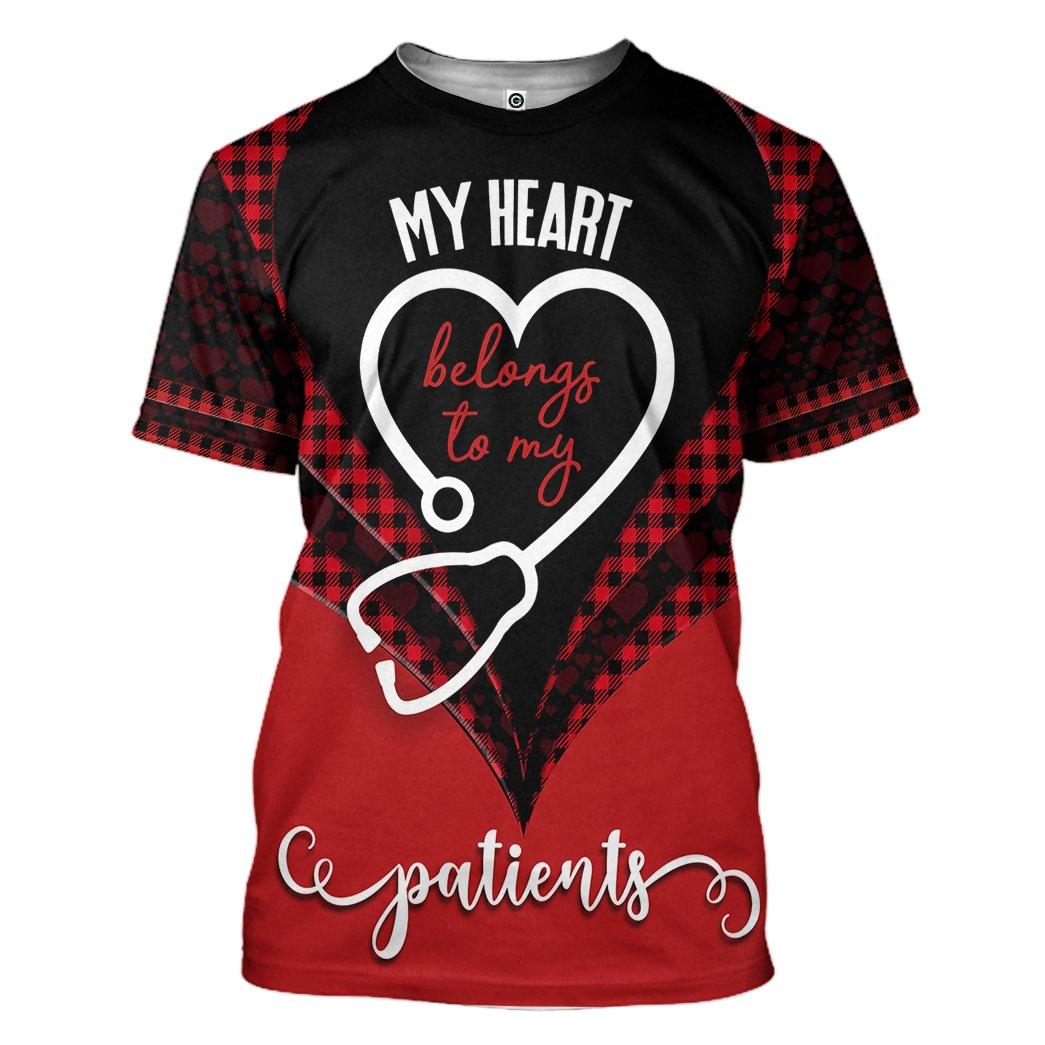 Unifinz Nurse Hoodie My Heart Belongs To My Patients T-shirt Nurse Shirt Apparel Amazing Gift For Nurse 2026