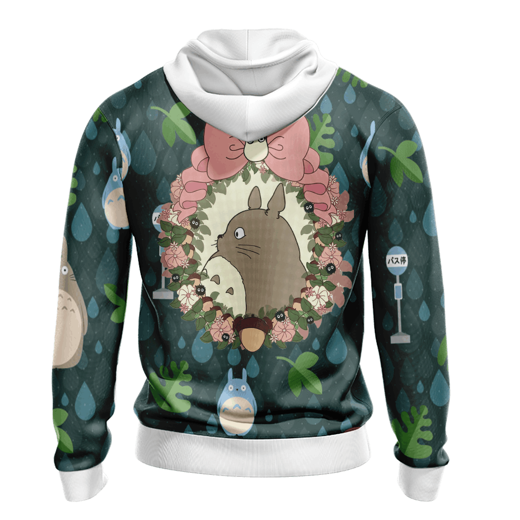 SGhibli Hoodie My Neighbour Totoro Flower Wreath Hoodie Green Unisex