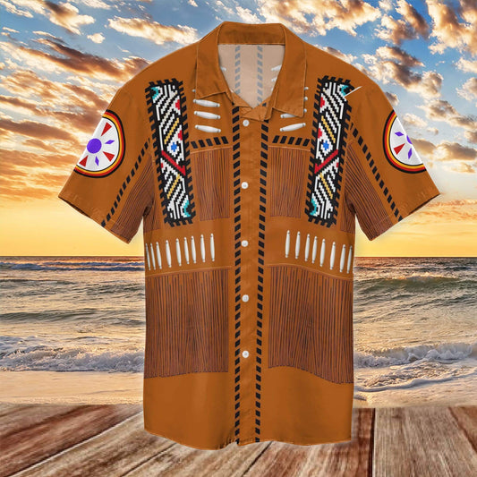 Unifinz Native American Hawaii Shirt Orange Native American Pattern Hawaiian Shirt Native American Aloha Shirt 2022