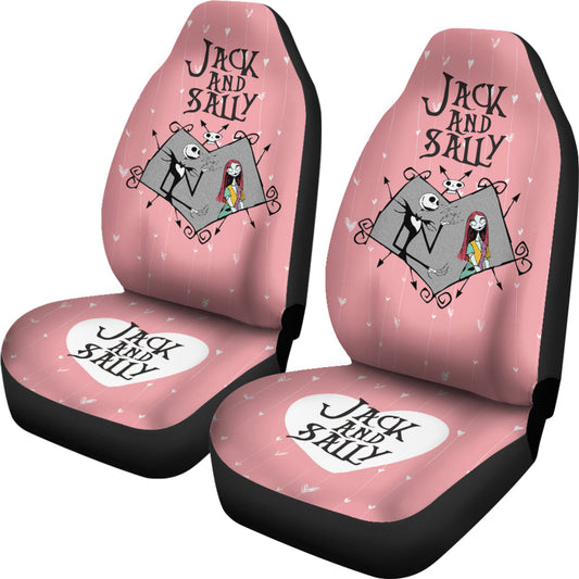 TNBC Car Seat Covers Jack And Sally In Grey Heart Sweet Pink Seat Covers