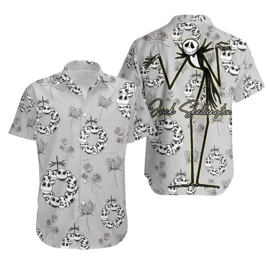 TNBC Hawaii Shirt Jack Skellington Faces Pattern Aloha Shirt Gray Unisex