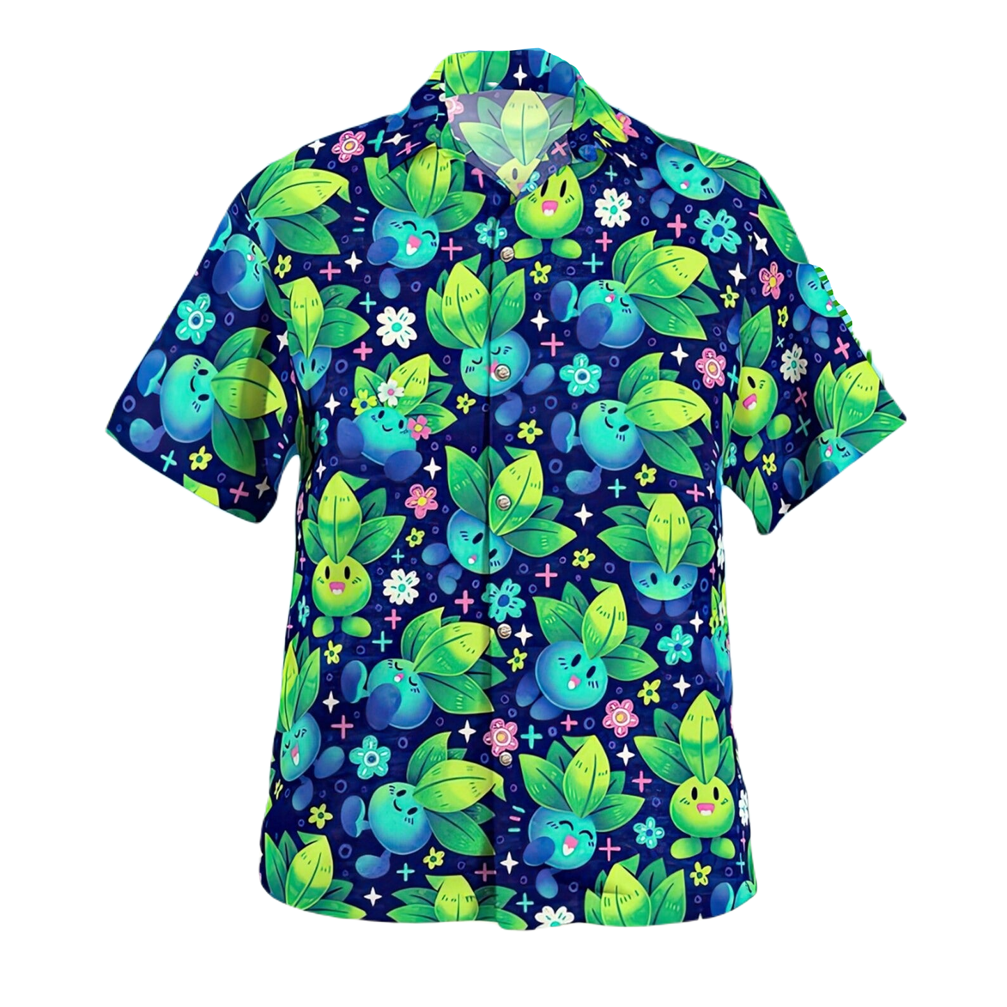 PKM Hawaii Shirt PKM Oddish Graphic Pattern Aloha Shirt Blue Green Unisex