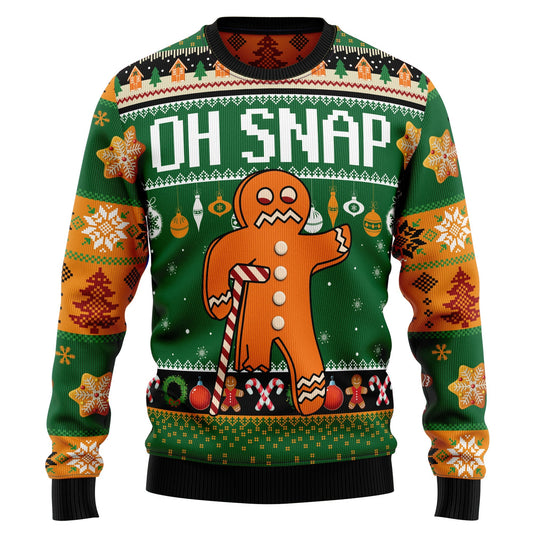 Christmas Sweatshirt Oh Snap Gingerbread Sweatshirt Green Brown Unisex