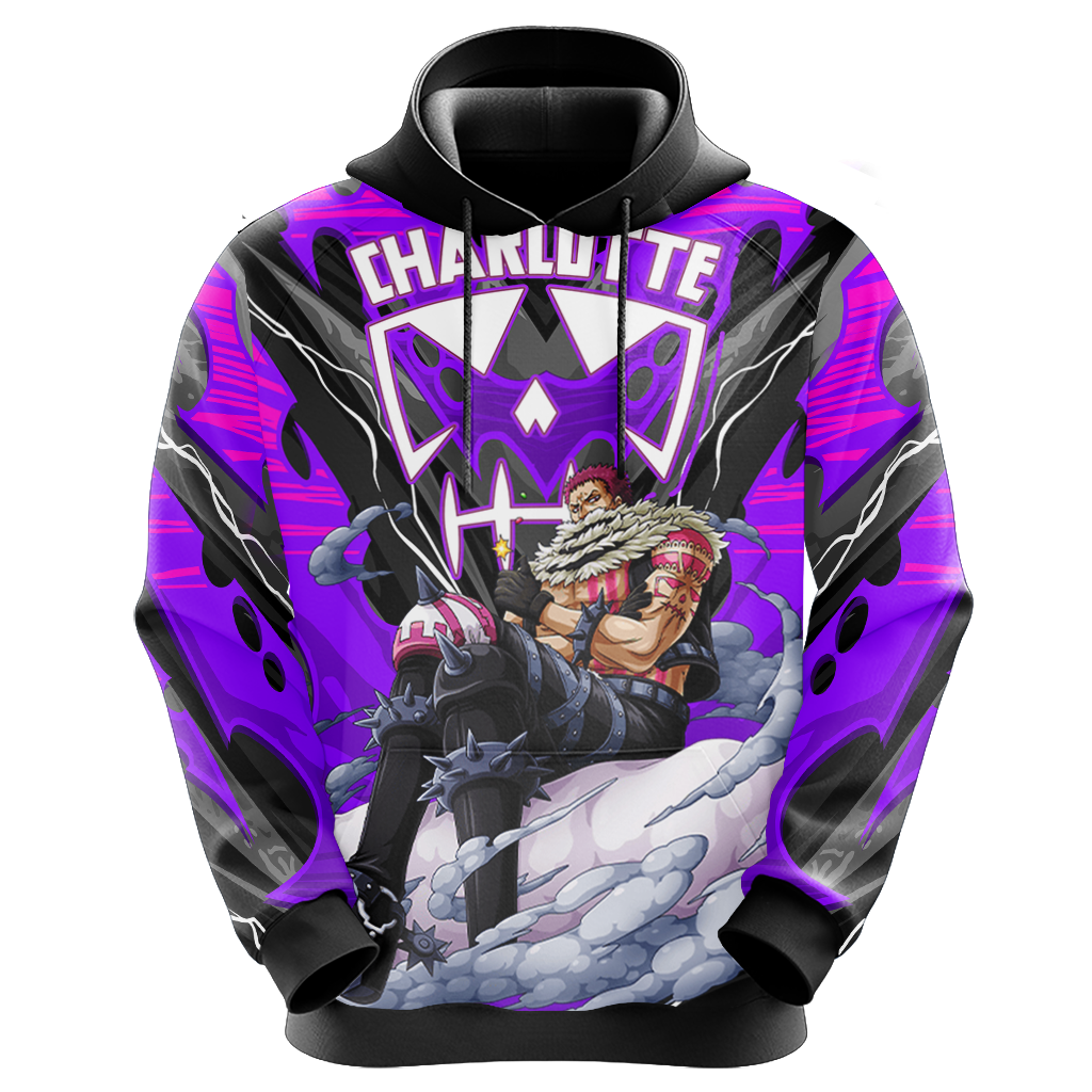 One Piece Hoodie One Piece Charlotte Katakuri Graphic Hoodie Black Purple Unisex