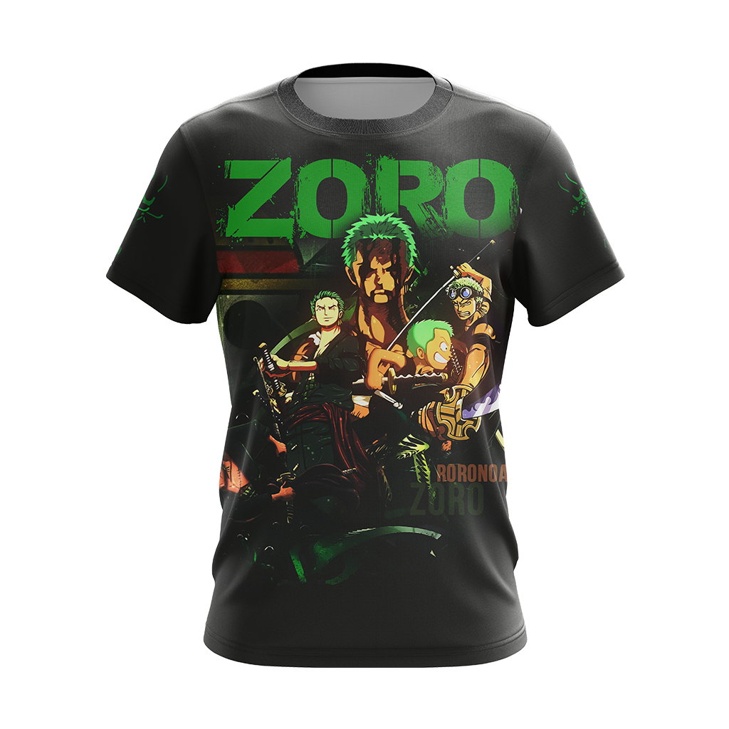 One Piece Hoodie Zoro Logo Ninja Guy T-shirt Black Green Unisex