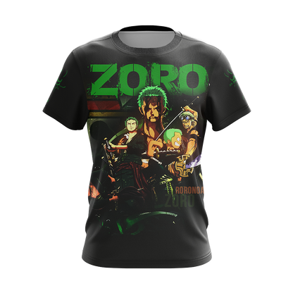 One Piece Hoodie Zoro Logo Ninja Guy T-shirt Black Green Unisex