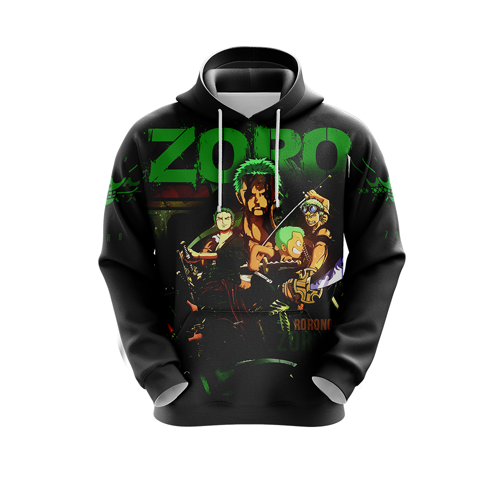 One Piece Hoodie Zoro Logo Ninja Guy T-shirt Black Green Unisex