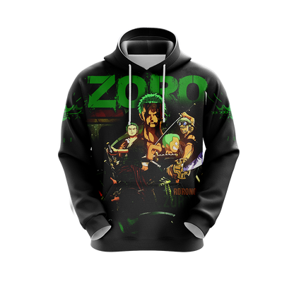 One Piece Hoodie Zoro Logo Ninja Guy T-shirt Black Green Unisex