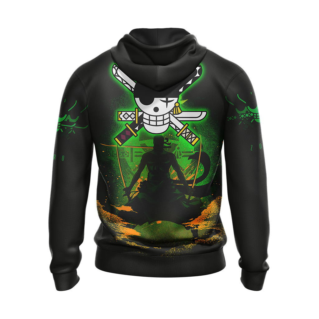 One Piece Hoodie Zoro Logo Ninja Guy T-shirt Black Green Unisex