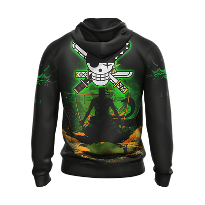 One Piece Hoodie Zoro Logo Ninja Guy T-shirt Black Green Unisex