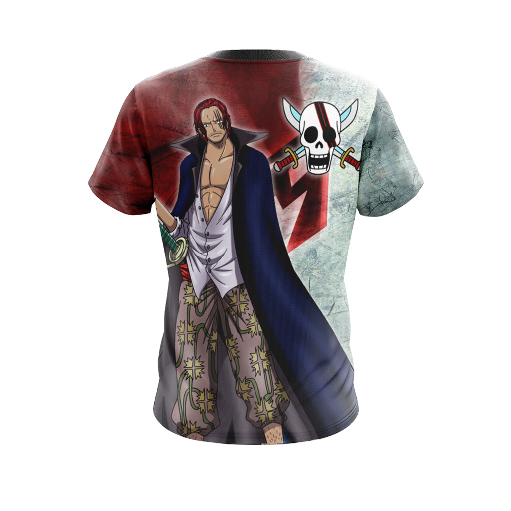 One Piece T-shirt One Piece Shanks Red-Hair Pirates T-shirt Red Gray Unisex