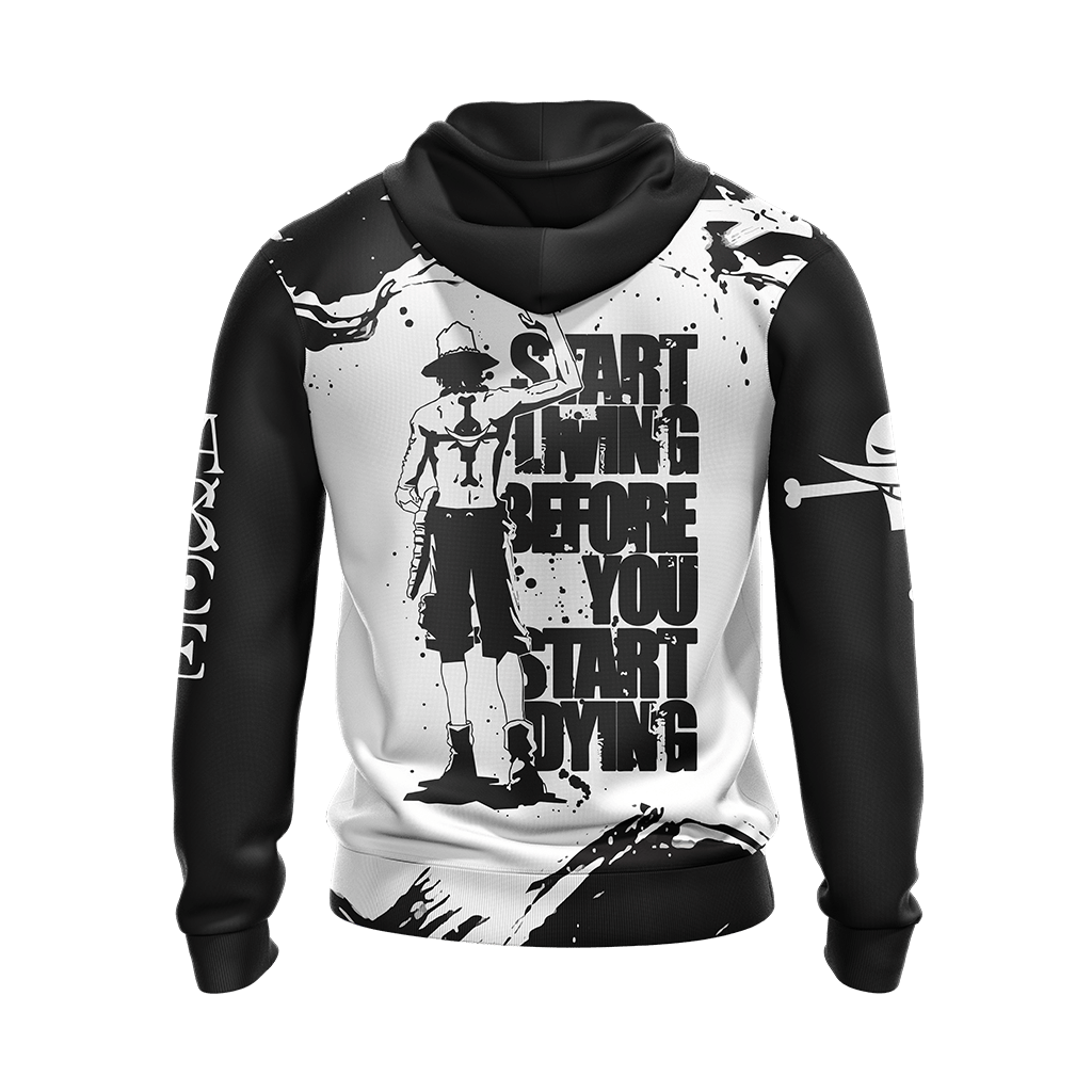 One Piece Hoodie Start Living Before You Start Dying Hoodie Black White Unisex