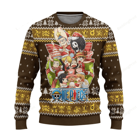 One Piece Sweatshirt One Piece Characters Christmas Sweatshirt Black Unisex Adults New Release