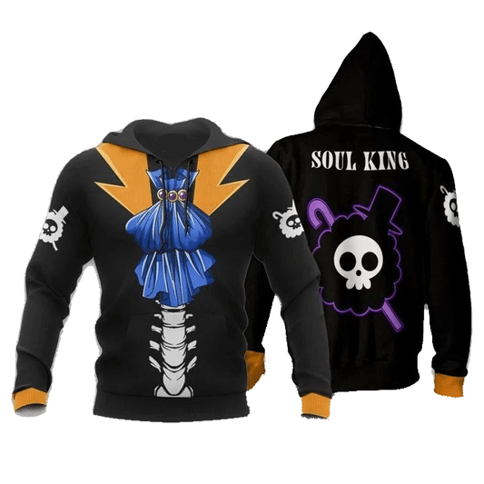 One Piece Hoodie One Piece Brook Soul King Costume Hoodie Black Unisex