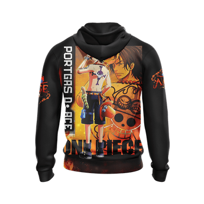 One Piece Hoodie One Piece Portgas D Ace Symbol Fire Hoodie Black Orange Unisex