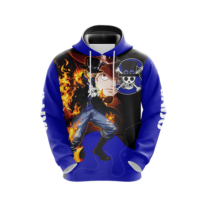 One Piece Hoodie One Piece Sabo Graphic Hoodie Blue Unisex