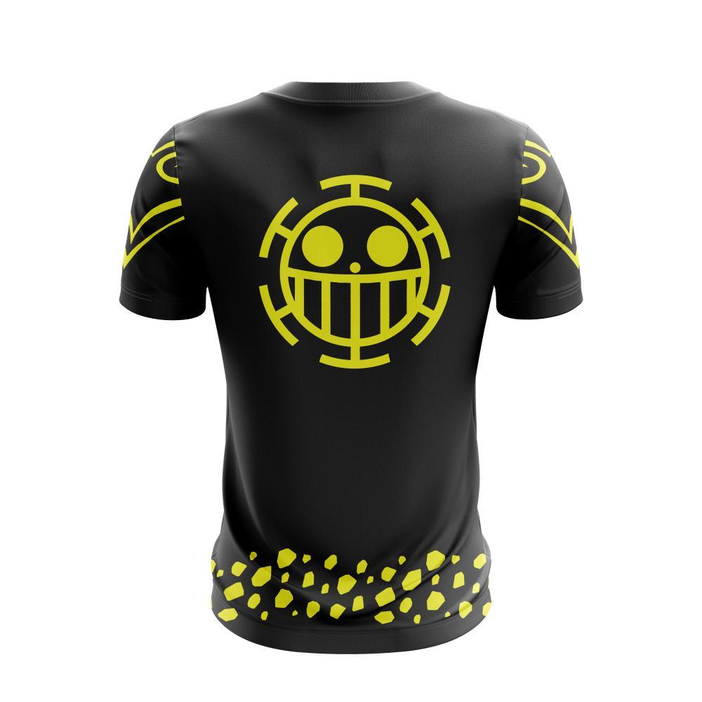 One Piece T-shirt Trafalgar D Water Law Tattoo T-shirt Black Yellow Unisex