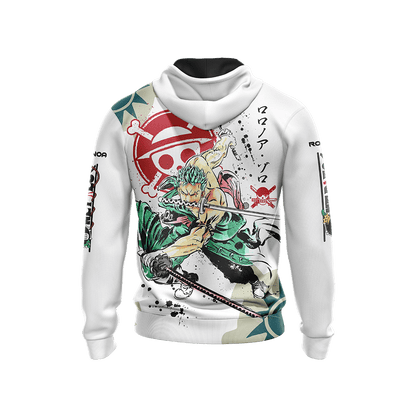 One Piece Hoodie Zoro Wano Country Graphic Hoodie White Unisex