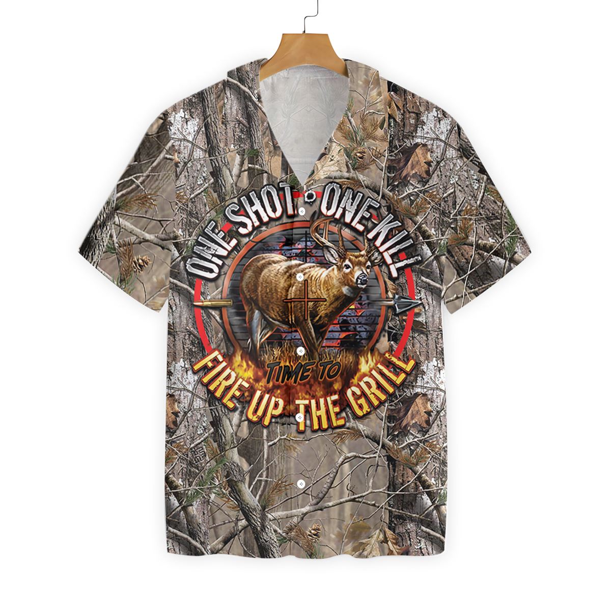 Unifinz Hunting Deer T-shirt One Shot One Kill Hawaiian Shirt Hunting Aloha Shirt 2022