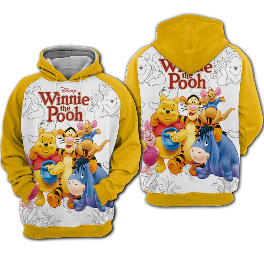 DN Hoodie Winnie The Pooh Hoodie Pooh And Friends Yellow White Hoodie
