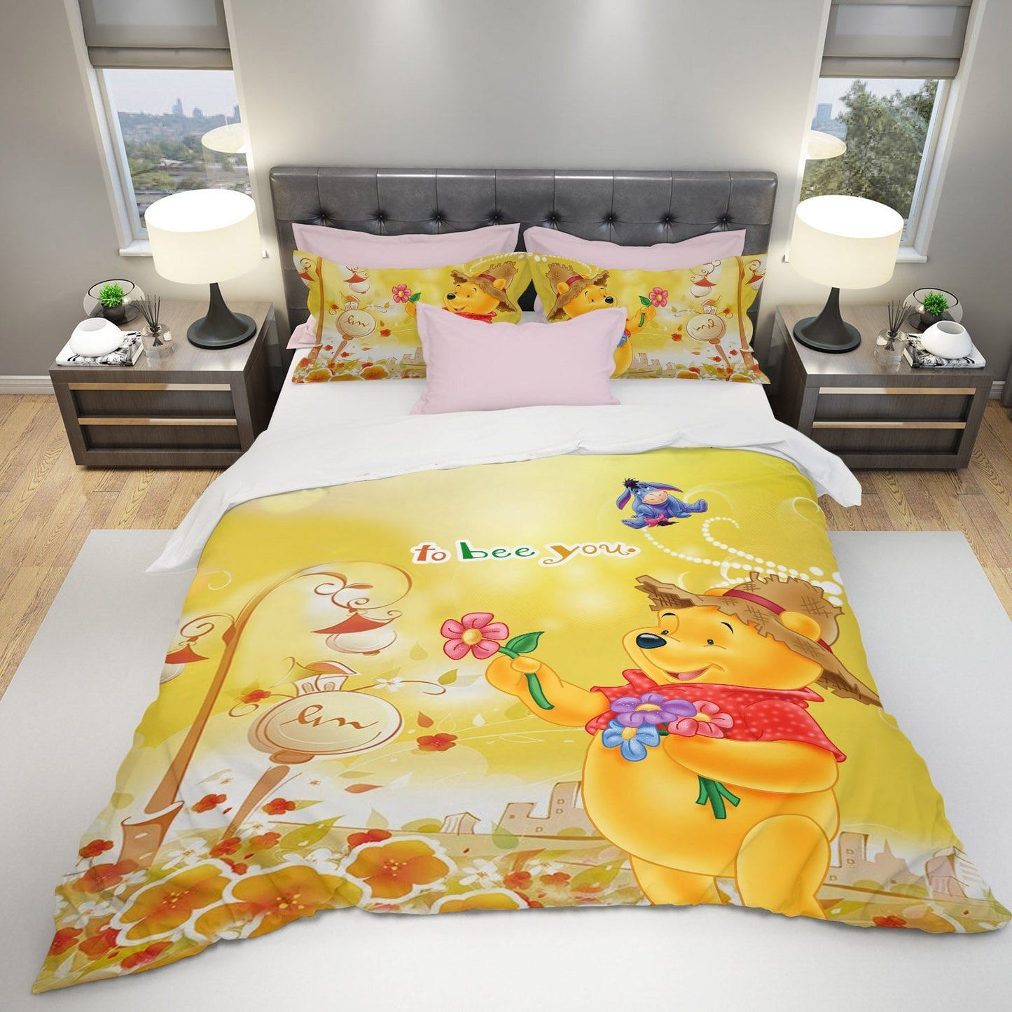 WTP Bedding Set DN Gardener Pooh To Bee You Duvet Covers Yellow Unique Gift