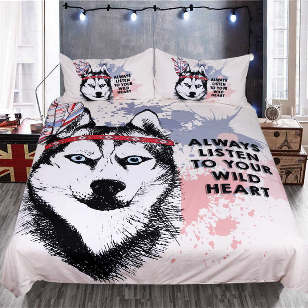 Wolf Bedding Set Always Listen To Your Wild Heart Duvet Covers White Unique Gift