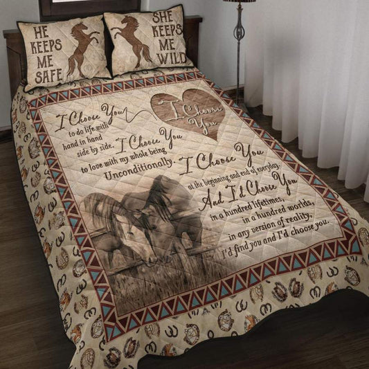 Horse Bedding Set I Choose You Couple Horse Duvet Covers Brown Unique Gift