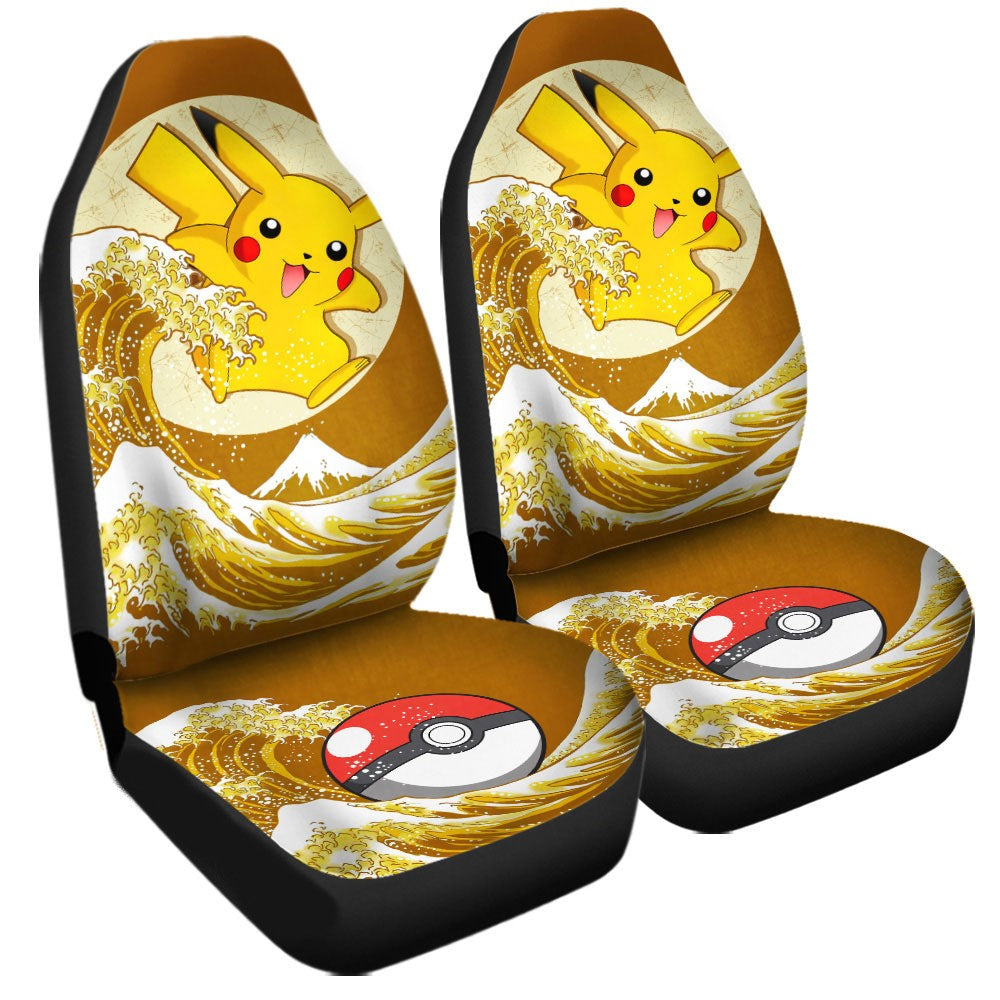 Pkm Car Seat Covers Pkm Pikachu With Great Wave Seat Covers Yellow Unifinz 1346