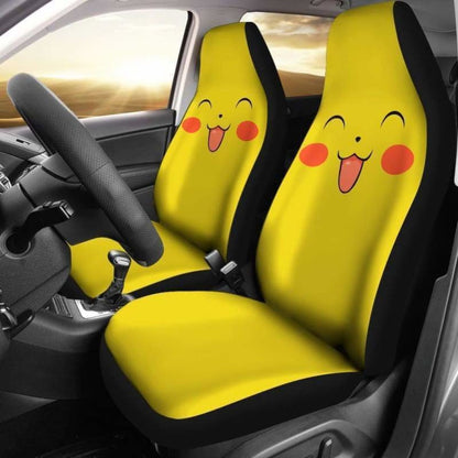 PKM Car Seat Covers Smiling Face Pikachu PKM Graphic Seat Covers Yellow