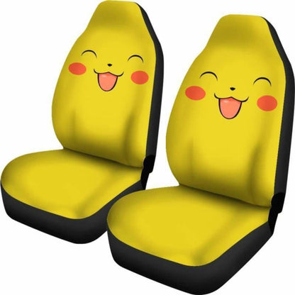 PKM Car Seat Covers Smiling Face Pikachu PKM Graphic Seat Covers Yellow