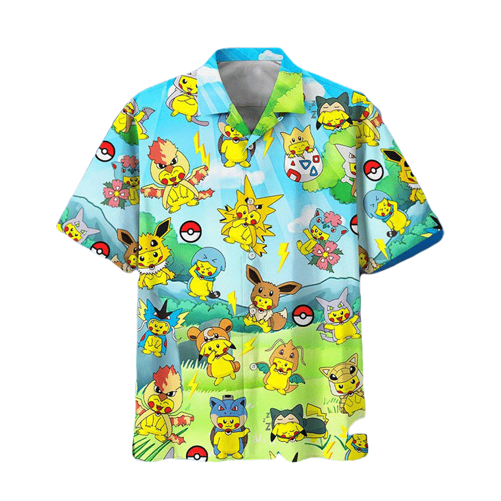 PKM Hawaii Shirt Pikachu Cosplays Other PKM In Forest Aloha Shirt Colorful Unisex