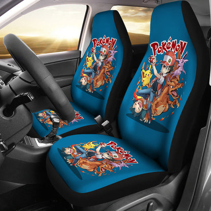 PKM Car Seat Covers Ash Ketchum And His PKM Seat Covers Blue