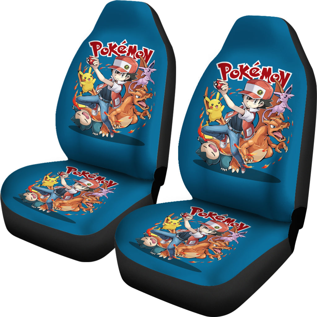 PKM Car Seat Covers Ash Ketchum And His PKM Seat Covers Blue